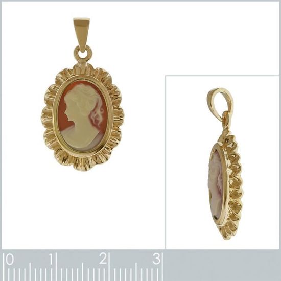 Pendentif Plaqué Or 18 Carats Forme Camée Ovale Rouge - Neuf Avec étiquettes - Marque Tata Gisèle