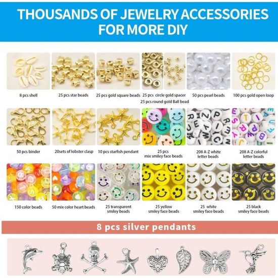 7200pcs Charme de Perles D'argile pour kit de Fabrication de Bijoux de  Bracelet à Faire DIY,6mm Perles Polymère et Perles de Lettres - Cdiscount  Maison