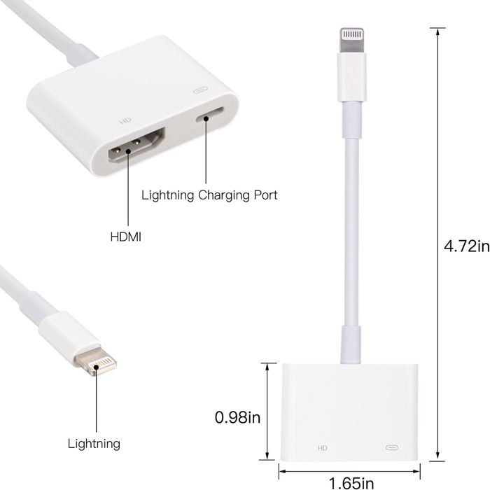 Adaptateur HDMI 6-en-1 Lightning OTG IPhone/iPad – HDMI 1080P, USB, SD/TF, Charge PD – Miroir Écran Facile