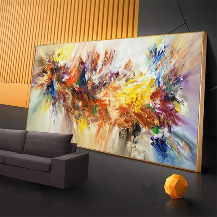 Grande Peinture Abstraite Art Coloré Bloom Fleur Affiche Toile Peinture ...