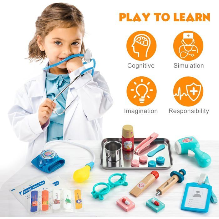 Mallette De Docteur EFO SHM Pour Enfant - Avec Stéthoscope, Seringue Et Thermomètre Infrarouge Mallette De Docteur EFO SHM Pour Enfant - Avec Stéthoscope, Seringue Et Thermomètre Infrarouge