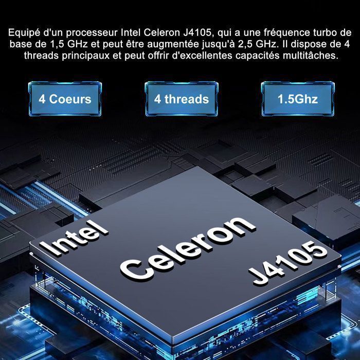 Netbook Windows 14 Pouces Full HD Intel Celeron 4Go RAM 128Go ROM