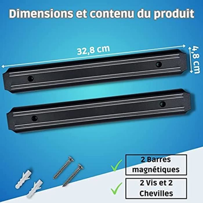 GiGilbani Porte Couteaux Aimanté Cuisine - 2 Barres 33cm Aimant Extra Puissant