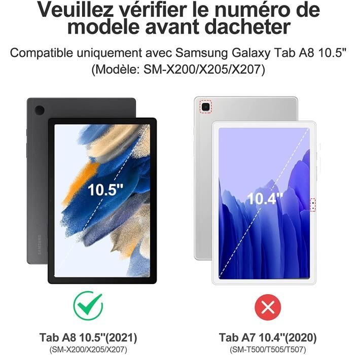 Étui de protection pour tablette avec fente pour stylet et clavier BT  compatible avec Samsung Galaxy Tab A8 10,5 pouces SM-X200/SM-X205/SM-X207 