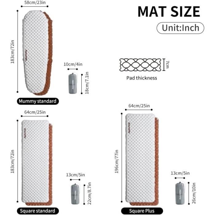 Tapis De Camping Gonflable Avec Coussin, Matelas Gonflable Résistant