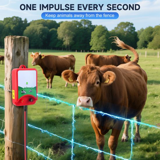 électrificateur Ferme Animaux Électrificateur De Clôture 12V - Portée 5KM | Protection Animaux Ferme | Affichage LED | Pour Bovins, Chevaux, Moutons Cloture Electrique Pour Chien