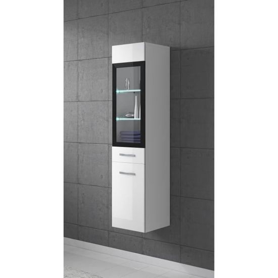 Armoire De Rangement De Rio Hauteur 131 Cm Blanc Brillant Meuble De Rangement Haut Placard Meuble De Salle De Bain Achat Vente Colonne Armoire Sdb Armoire De