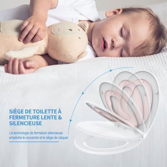 Abattant WC Familial TODOT - Avec Siège Enfant Magnétique, Frein De Chute | Polyéthylène, Supporte 175kg