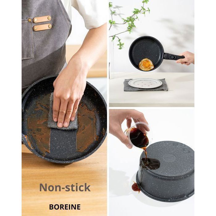 Batterie Cuisine YASHE 13 Pièces Induction - Casseroles Antiadhésives Empilables