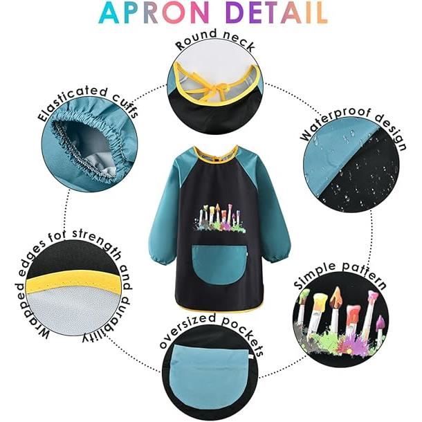 Tablier Peinture Enfant - Blouse Peinture Enfant - 8-12 Ans, Imperméable - Jeux - Jouets