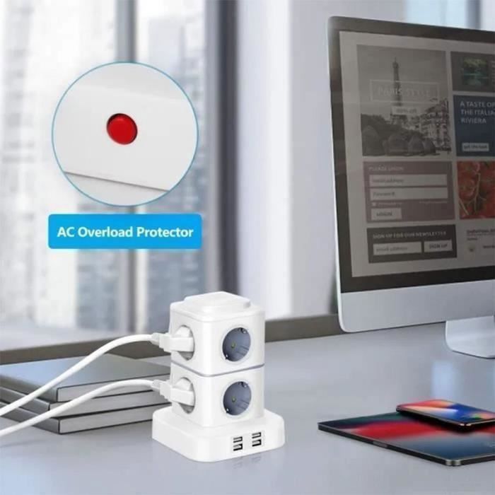 TOUR MULTIPRISE ELÉCTRIQUE Prise Port USB Parafoudre Parasurtenseur Neuf EUR 39,99 - FR