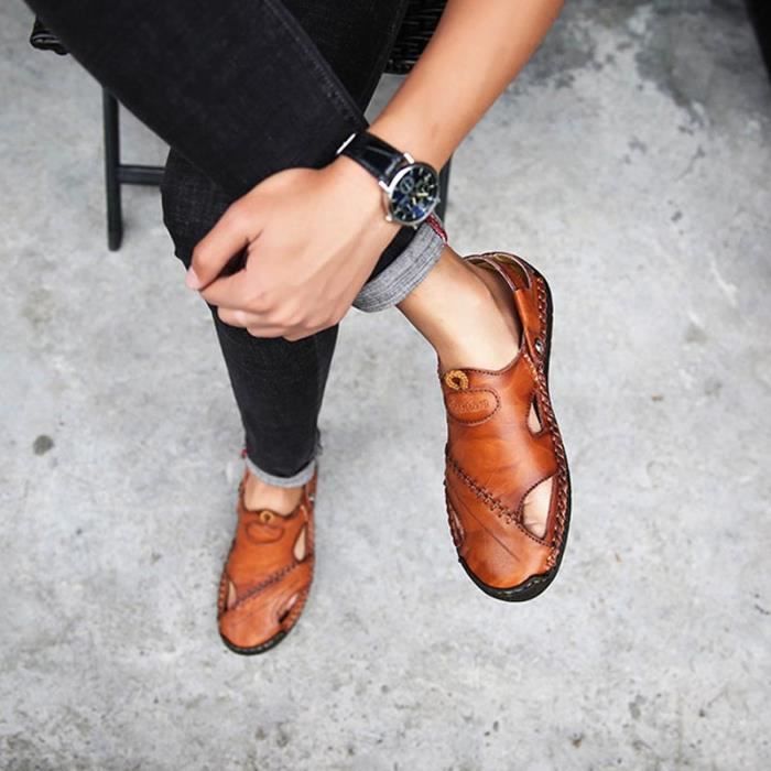 Sandales Plates Sandales Homme En Cuir Sandales Plates Sandales