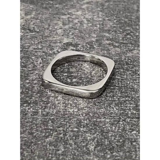 Bague Anneau En Argent Massif 925 - Motif Lignes/carrés - Taille 63 - Occasion
