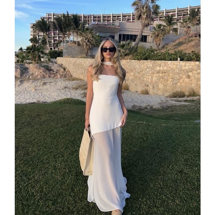 Robe longue femme élégante bustier–Robe soirée été fluide avec voile  transparent–Tenue mariage,cocktail,vacances–Noir