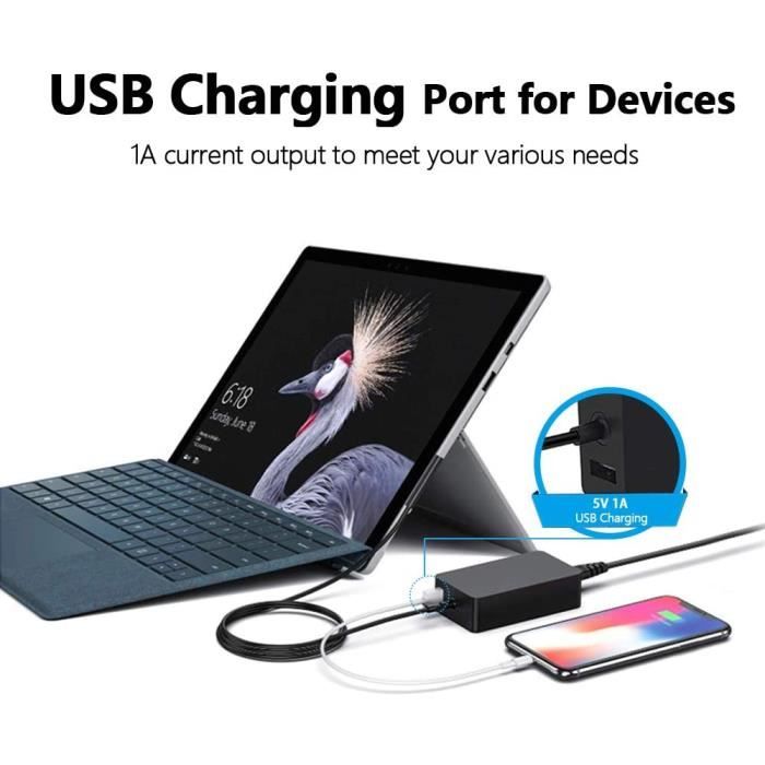 Chargeur Secteur 102W Pour Microsoft Surface Laptop 1/2/3/4 - 15V 6.33A