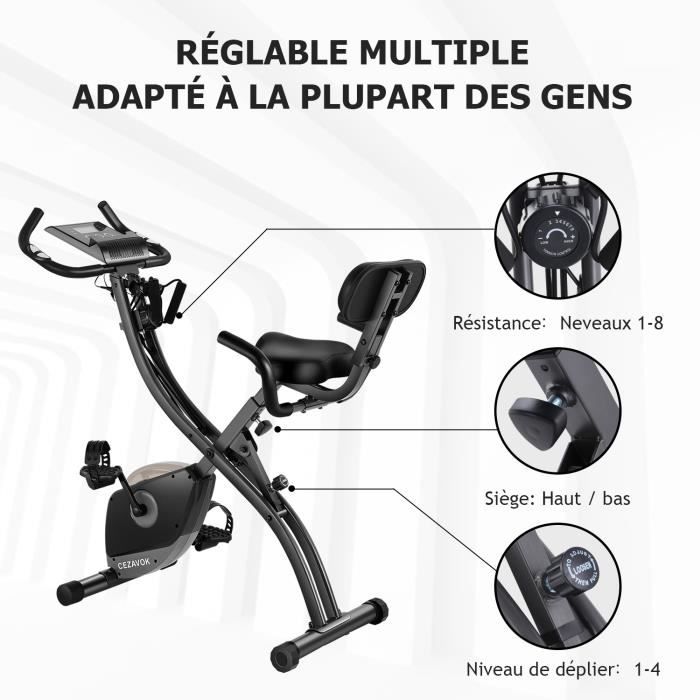 CEZAVOK Vélo d'Appartement Pliable 8 Niveaux de Résistance