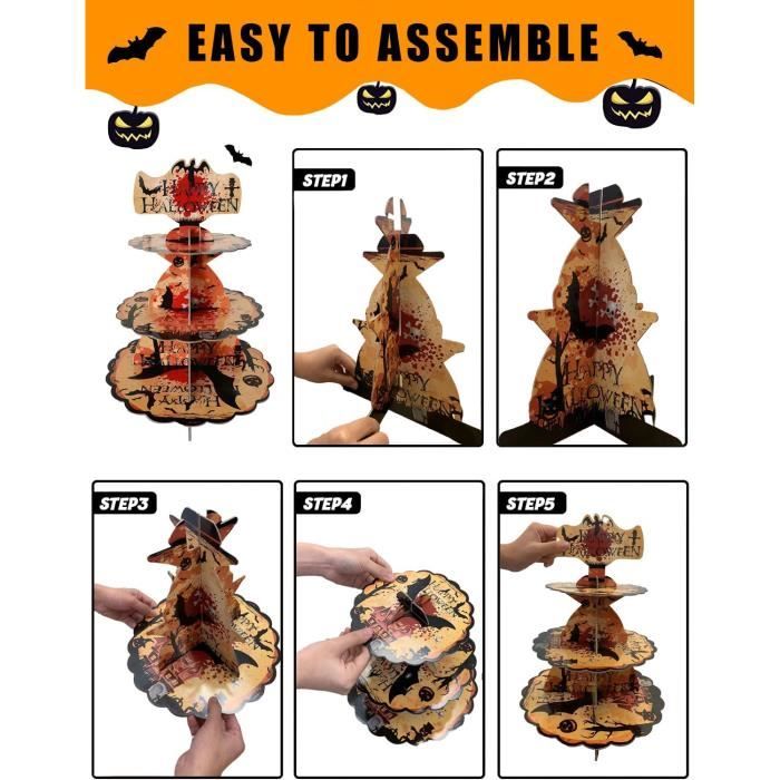 Présentoir Gâteau En Carton,3 Niveaux Présentoir À Cupcakes Tour À D'Affichage Dessert Support À