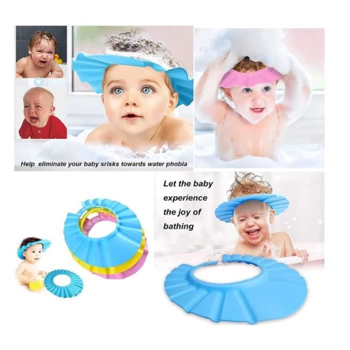 Bonnet de douche de bébé bleu bon augure, bonnets de bain à visière  réglables, chapeau de shampooing protéger, visière de bain pour bébé,  protéger les yeux et les oreilles des enfants, douche