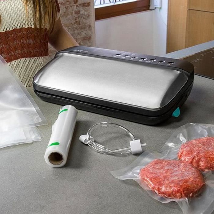 Machine sous vide avec grande vitesse d aspiration 4 modes Silencieuse Finition Inox 5 sacs reutilisables et rouleau inclus Cdiscount Electromenager