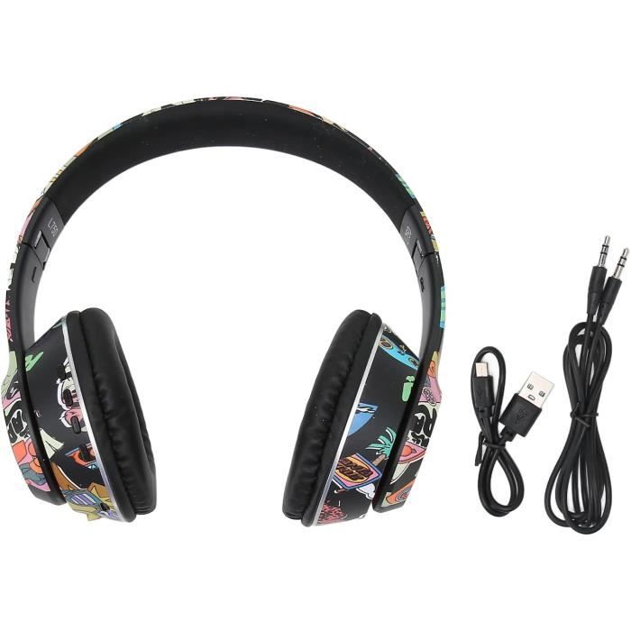 L750 Casque Bluetooth Cool Graffiti Headphone Avec Écouteur De Lumière LED  Carte TF / 3.5mm Audio Câblé Pour Ordinateur Portable Ordinateur Portable 
