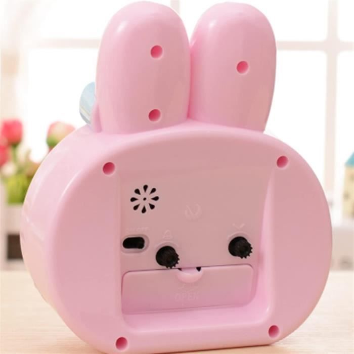 Réveil électronique Avec Veilleuse – Motif Lapin Rose/blanc – Batterie 1500 MAh Rechargeable USB – Chevet Pour Enfant – Silencieux