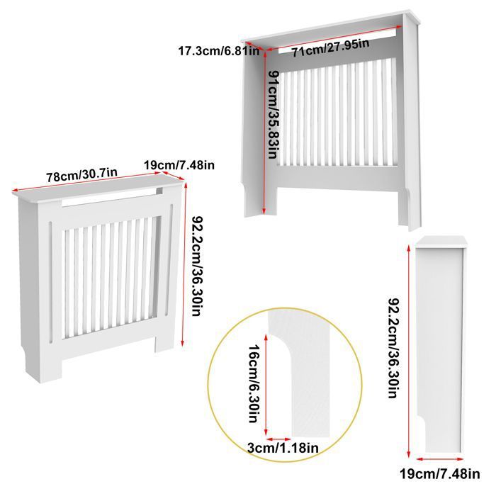 UNHO Cache Radiateur Blanc Chauffage Cache-Radiateur en Bois MDF 71 x ...