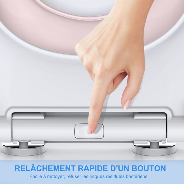 Abattant WC Familial Avec Siège Enfant Magnétique - Frein De Chute - Charnière Réglable - Polyéthylène - 447x371x55mm