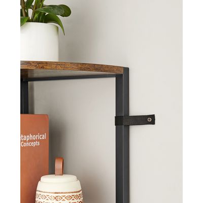 VASAGLE Étagère D'Angle 5 Niveaux Style Industriel Marron Rustique Et Noir - Bibliothèque Coin, Porte-Plantes, Meuble Rangement Salon Chambre Bureau