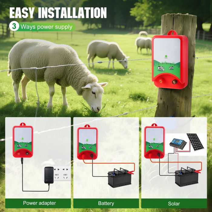 Électrificateur De Clôture 10km - 2 Joules, 12kV, Pour Bétail Et Protection Jardin