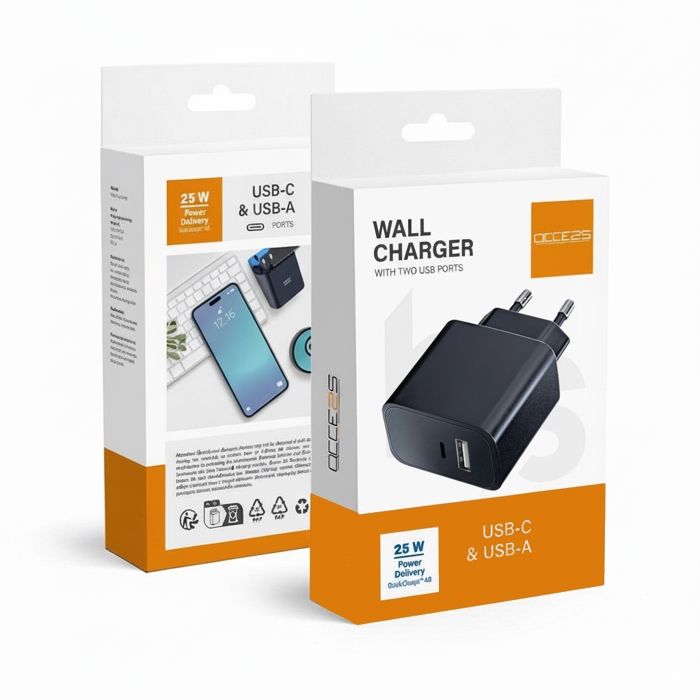 Chargeur Rapide Double Ports USB + USB-C 25W - Compatible Doro Aurora, Leva, A Clapet... - 3
