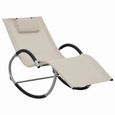 Chaise longue Transat DE jardin Fauteuil Relax Bains de soleil pour Jardin Balcon Camping terrasse avec oreiller Crème Textilène-0