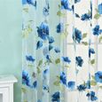 Chambre romantique Fenêtre Motif De Fleur Sheer Rideau Pièce Divider Home Decor Bleu-0
