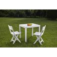 Dmora Set salon d’extérieur Ortisei, Salon de jardin composé de 1 table rectangulaire et de 2 chaises pliantes, Blanc-0