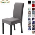 Lsport20337-HZDHCLH Housse de chaise 6 pièces extensible pour Salle à Manger décor facile à nettoyer et durable Gris-0