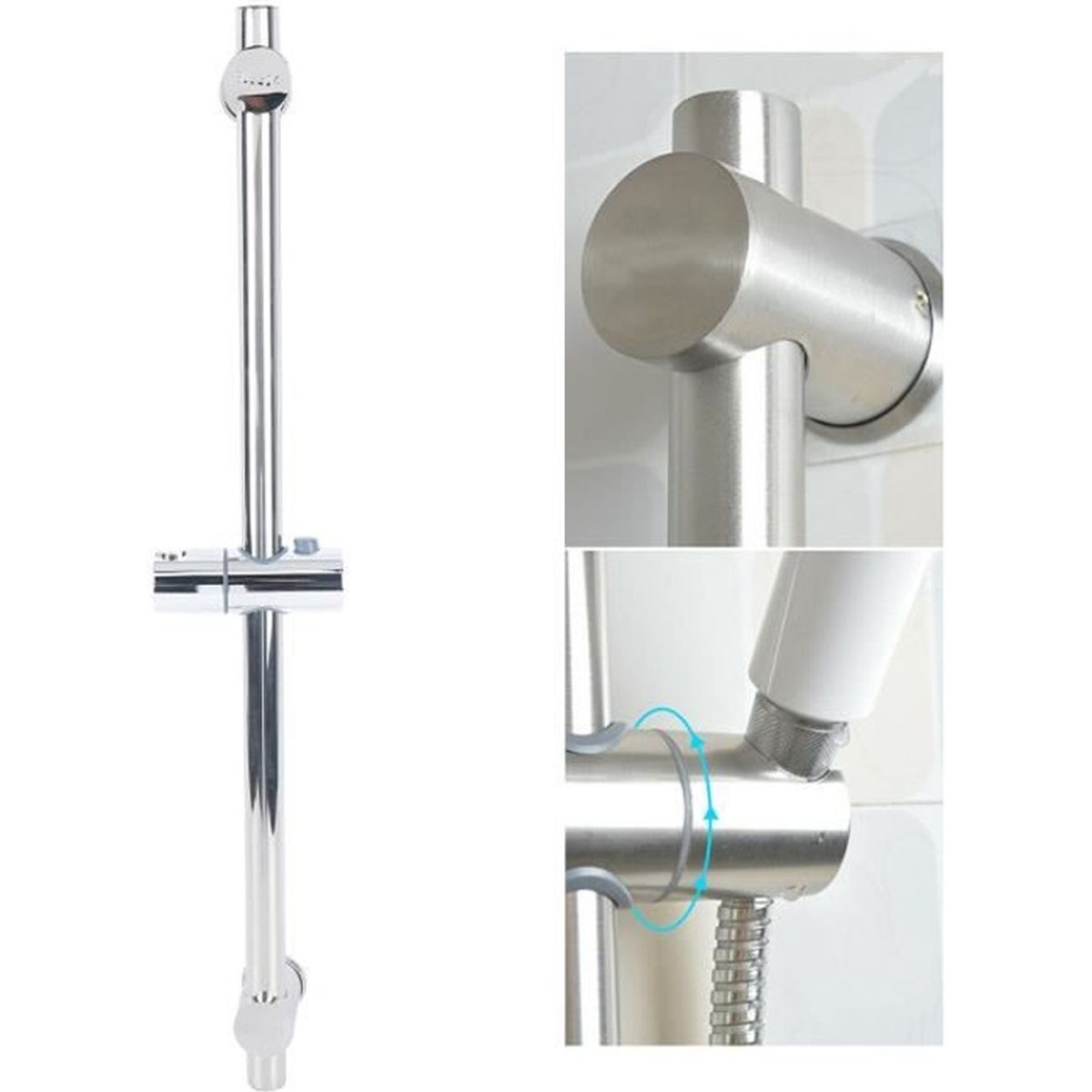 Barre de douche en acier inoxydable sans perçage barre de douche barre de douche support de