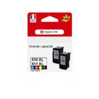 NOPAN-INK PG 510 + CL 511XL fabriqué en France, 2 Cartouche d'encre reconditionnée pour CANON PG510 + CL511 XL Noir / Couleur compatible Pixm