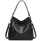 TSINCHIN Sac a main femme bandoulière cuir PU souple noir multipoches elégant pour le travail shopping voyage