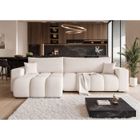 IDOHOME Canapé d'angle Réversible OFI - 5 places - Canape Convertible avec Coffre - Tissu Agréable au Toucher - Crème