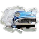 Bleu Voiture Vintage A Los Angeles Papier 3d Sticker Mural Taille