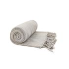 RIDEAUDISCOUNT Fouta, Jeté de Lit, Plaid 100% Coton 120 x 160 cm avec Franges Torsadées Jacquard Motif Chevrons Ton sur Ton Ecru 120 x 160cm