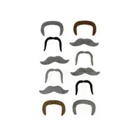 Lot de 12 moustaches adhésives poilues mascarade - Blanc