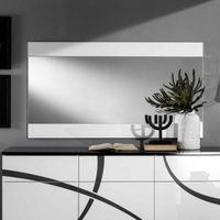 Miroir rectangulaire Blanc laqué - CROSS - Blanc - Bois - L 150 x l 2 x H 81 cm - Miroir
