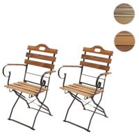 Lot de 2 chaises de jardin pliantes en acacia certifié MVG - HWC-J40 - couleur naturelle