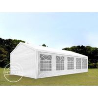 Tente de réception TOOLPORT 4x10m - PE 180g/m² - Blanc - Imperméable