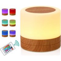 Veilleuse LED, Mini Lampe de Chevet Multicolore à 360°, Lampe Nuit Rechargeable avec Toucher Luminosité Ajustable Télécommande