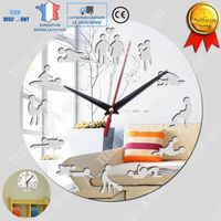 TD® Horloge Murale DIY Acrylique Miroir Décoration- Maison Salon Bureau- Cadre photo autocollant mural horloge à quartz