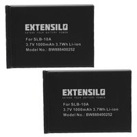 EXTENSILO 2x Batterie remplacement pour Samsung SLB-10A pour appareil photo, reflex numérique (1000mAh, 3,7V, Li-ion) 