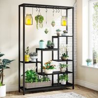 Tribesigns Grande Étagère Pour Plantes D'Intérieur 5 Niveaux - Support Métal 180 Cm Avec 10 Crochets - Noir