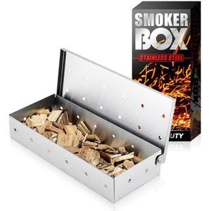 FUMOIR Boîte fumoir barbecue en acier inoxydable pour copeaux de bois - FUMOIR