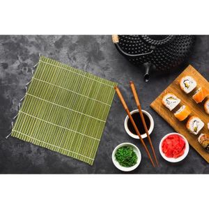 Kit de fabrication de sushis 12 Pcs, tapis à rouleaux de sushi en bambou,  tapis roulants à sushi en bambou, baguettes et support, pagaie, speader,  plat sause